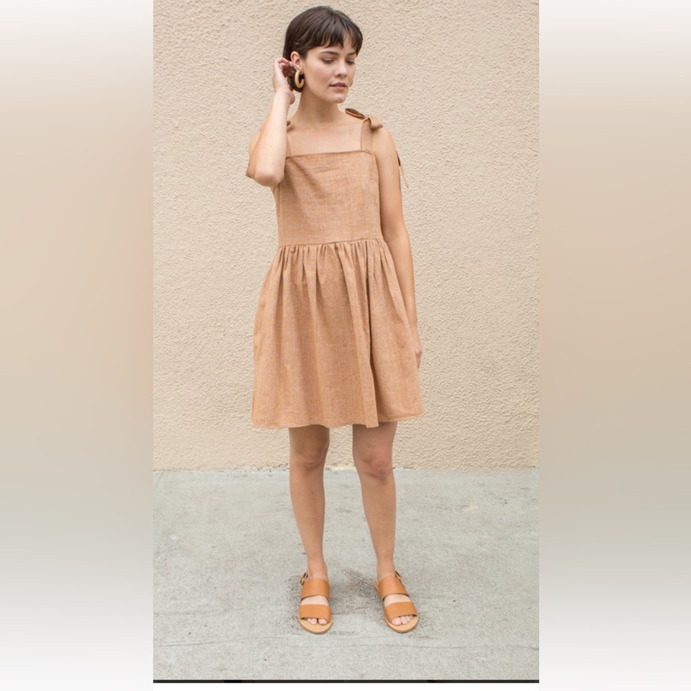Lykke Wullf Sorrel Mini Dress-Pecan Linen